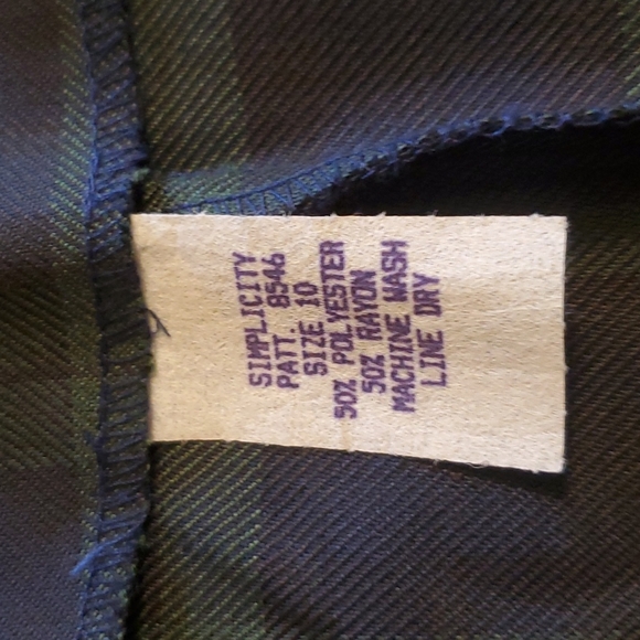 Jumper Dress  Green/Navy Plaid  Sz 10 - Picture 3 of 5